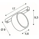 SLV LED NV-Schienenstrahler KALU 2.0 DALI, IP20, zylindrisch, CRi>90, UGR<19, DALI dimmbar, kardanisch, 9W 2700K 1400lm 36°