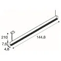 SLV LED Pendelleuchte GLENOS® PRO, 150cm, 75°, 70W, UGR16, IP20, dimmbar, 3000K, 8500lm, weiß / schwarz