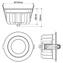 SLV ceiling recessed luminaire DOWNLIGHT P 115 DALI rigid, DALI controllable, impact resistant, wired through IP54, white dimmable