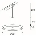 SLV LED 1-Phasen Pendelleuchte LALU® SET PLATE 22, IP20, 10W 2700/3000K (CCT Switch) 40°, CRi>90, dimmbar, schwarz / Bronze