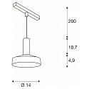 SLV LED Pendelleuchte LALU® SET TETRA 14 TRACK 48V, 40°, 9W, 2700/3000K, 650lm, IP20, dimmbar, schwarz