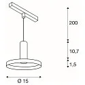 SLV LED Pendelleuchte LALU® SET PLATE 15 TRACK 48V, 40°, 9W, 2700/3000K, 600lm, IP20, dimmbar, schwarz
