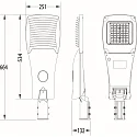 SLV LED Mastleuchte STREET A MINI, 90W, 13500lm, IP66, grau, Linse 710, 3000K