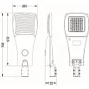 LED Mastleuchte STREET A MIDI, 120W, 18000lm, IP66, grau, Linse 710, 3000K