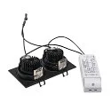 SLV LED Deckeneinbaustrahler NEW TRIA 2 DL SQUARE SET, COB LED, 2700K, 38°, inkl. Treiber, Clipfedern, Schwarz