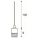SLV Pendelleuchte FENDA, 150cm, mit offenem Kabel, E27, ohne Schirm, Schwarz