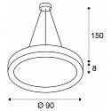 SLV LED Pendelleuchte MEDO RING 90, 58W 3000K 3945lm 105°, dimmbar 1-10V, Weiß