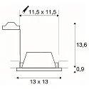 SLV Gips-Einbauleuchte PLASTRA Downlight, GU10, eckig, weiß