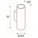 SLV Wandleuchte ENOLA B UP/DOWN, Höhe 22cm, 2x GU10 QPAR51, IP20, Aluminium, messing