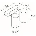 SLV Wand- und Deckenstrahler ENOLA B DOUBLE SPOT, 2-flammig, 2x GU10, IP20, dreh- und schwenkbar, Aluminium, schwarz