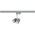 3-Phasen Strahler BIMA 2, 2-flammig, 2x GU10 max. 50W, inkl. Adapter, Silbergrau