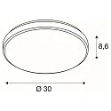 SLV LED Ceiling luminaire MARONA with corona-effects, round,  Ø 30cm / H 8.6cm, 15W 3000K 1200lm 120°, dimmable, alu brushed