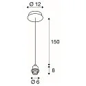 SLV Pendelleuchte FENDA, 150cm, mit Rosette, E27, ohne Schirm, Chrom