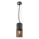 Pendant luminaire LISENNE, E27, smoke glass