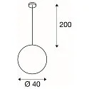 SLV Pendelleuchte ROTOBALL 40 PD, IP20, Ø 40cm, E27, Stahl / PE, silbergrau / weiß, Ø 40 cm