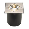 LED Outdoor Bodeneinbauleuchte ROCCI, IP67 IK08, 8.6W 3000K 580lm 120°, schaltbar, starr, Edelstahl 316, Blende eckig