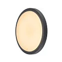 SLV Outdoor LED Wand-/Deckenleuchte AINOS ROUND SENSOR, IP44, mit Sensor, Ø 30cm, 22W 3000K 1430lm, anthrazit / opal