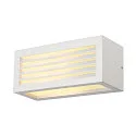 Außenwandleuchte BOX-L, IP44, eckig, E27 max. 18W, Weiß
