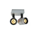 SLV Außenstrahler MYRA DOUBLE, IP55, 2-flammig, 2x GU10 max. 50W, dreh- und neigbar, Silbergrau