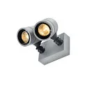 SLV Außenstrahler MYRA DOUBLE, IP55, 2-flammig, 2x GU10 max. 50W, dreh- und neigbar, Silbergrau