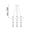 ACB Abhänge-Kit für Deckenleuchte LISBOA 80, 3-fach inkl. Befestigungen, Kabel transparent, 250cm, On-Off / TRIAC, weiß