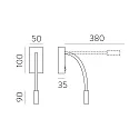 ACB LED Wandleuchte CIO 16/3239 Leseleuchte, 3W, 3000K, 285lm, IP20, mit Schalter, verstellbar, schwarz