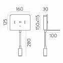LED Wandleuchte CALMAP 16/3836 Leseleuchte, 6W+3W, 3000K, 630lm+285lm, IP20, inkl. zwei Schalter, mit USB-C, verstallbar, weiß