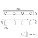 ACB LED Deckenstrahler GINA 3874/R4, 4-flammig, 4x GU10, max. 8W, IP20, verstellbar, schwarz