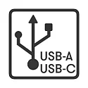 Einsatz für Albert Energiesäule Typ Nr. 4417 /-19 - USB-Steckdose mit USB-A / USB-C Port, IP55, schwarz / klares Fenster