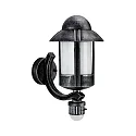 Outdoor Wall luminaire Country style Night wathcman Type No. 1840 with motion sensor, IP44, E27, cast alu / Opal, black