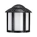 Außenwandleuchte Typ Nr. 3221, halbrund mit Dach, IP44, E27 QA55 max. 57W, Alu-Guss / Opalglas, Schwarz-Silber