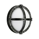 Outdoor Wand- und Deckenleuchte Typ Nr. 6230, rund, Ø 28cm, IP44, E27 QA55 max. 57W, Alu-Guss / Acrylglas opal, Schwarz-Silber