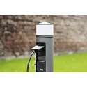 Albert Outdoor Steckdosensäule Typ Nr. 2202, IP44, 3 Schuko-Steckdosen + LED, 10W 3000K 900lm, dimmbar, Anthrazit matt