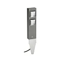 Outdoor Steckdose, 2-fach, IP44, 2x 230V DE Schuko Typ C/F, anthrazit / Edelstahl, Typ 4401, mit Erdspieß + 250cm Steckerkabel