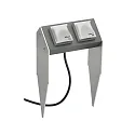 Outdoor Steckdosenspieß Balken, IP44, 230V DE Schuko Typ C/F, ohne Schaltfunktion, anthrazit / Edelstahl, Typ Nr. 4402, 2-fach