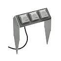 Outdoor Steckdosenspieß Balken, IP44, 230V DE Schuko Typ C/F, ohne Schaltfunktion, anthrazit / Edelstahl, Typ Nr. 4403, 3-fach