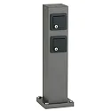 Albert Outdoor Steckdosensäule Typ Nr. 4412, IP44, eckig, 2 Schuko-Steckdosen, Klappen einzeln abschließbar, Anthrazit / Schwarz