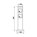 Albert Outdoor Steckdosensäule Typ Nr. 4412, IP44, eckig, 2 Schuko-Steckdosen, Klappen einzeln abschließbar, Anthrazit / Schwarz