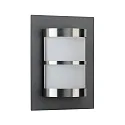 Außenwandleuchte Typ Nr. 6224, IP44, halbrund, 20 x 26cm, E27 QA55 max. 57W, Edelstahl / Anthrazit / Opal