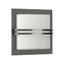 Außenwandleuchte Typ Nr. 6250, IP44, gewölbt mit Zierblende, 26 x 26cm, E27 QA55 max. 57W, Edelstahl / Anthrazit / Opalglas