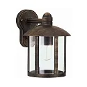 Außenwandleuchte Landhausstil Vintage Typ Nr. 1835, hängend mit Arm, IP44, E27 QA55 max. 57W, Alu-Guss / klar, Braun-Messing