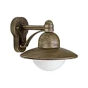 Außenwandleuchte Landhausstil Hutform Rund Typ Nr. 1850, IP44, E27 QA55 max. 57W, Alu-Guss / Opalglas, Braun-Messing