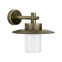 Außenwandleuchte Landhausstil Hutform Flach Typ Nr. 1852, IP44, E27 QA55 max. 57W, Alu-Guss / Opalglas, Braun-Messing
