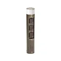 Outdoor Steckdosensäule Typ Nr. 2202, IP44, 3 Schuko-Steckdosen + LED, 10W 3000K 900lm, dimmbar, Braun-Messing