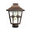 Außenwandleuchte Landhausstil Kreuzstrebe Typ Nr. 3227, Halbform, IP23, E27, Alu-Guss / Kathedralglas klar, Braun-Messing