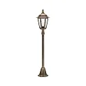 Wegeleuchte Landhausstil Typ Nr. 4142, Höhe 115cm, E27 QA55 max. 57W, Alu-Guss / Kathedralglas, Braun-Messing