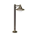 Wegeleuchte Landhausstil Hutform Rund Typ Nr. 4150, IP44, Höhe 90cm, E27 QA55 max. 57W, Alu-Guss / Opalglas, Braun-Messing