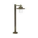 Wegeleuchte Landhausstil Hutform Flach Typ Nr. 4152, IP44, Höhe 88.5cm, E27 QA55 max. 57W, Alu-Guss / Opalglas, Braun-Messing