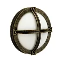 Outdoor Wand- und Deckenleuchte Typ Nr. 6230, rund, Ø 28cm, IP44, E27 QA55 max. 57W, Alu-Guss / Acrylglas opal, Braun-Messing