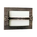 Outdoor Wand- und Deckenleuchte Typ Nr. 6263, eckig, 1 Querstrebe, IP44, E27 QA55 max. 57W, Alu-Guss / Opalglas, Braun-Messing